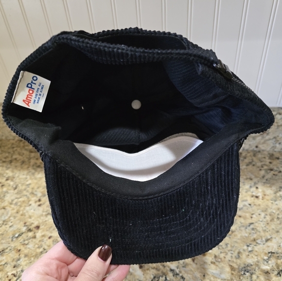 Vintage Corduroy Honda SnapBack Hat RARE 70s Black Rope AMA Pro Script Logo Cap - Picture 6 of 6
